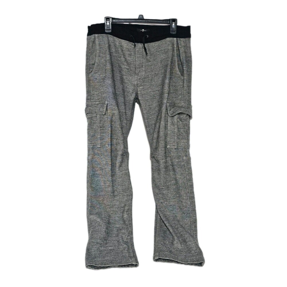 7 For All Mankind Pants Mens Cargo Melange Grey Joggers Large Athleisure Size 34 - Picture 2 of 11